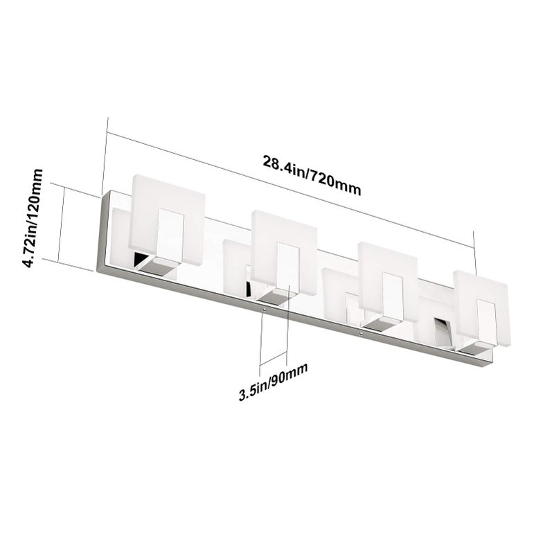 Aipsun 4 Lights Modern LED Vanity Light for Bathroom Frosted White Acrylic Chrome Up and Down Bathroom Wall Light Fixtures Over Mirror(White Light 6000K) - Image 5